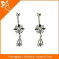 New Stainless steel zircon navel belly ring with FASHION FLOWER BR01665